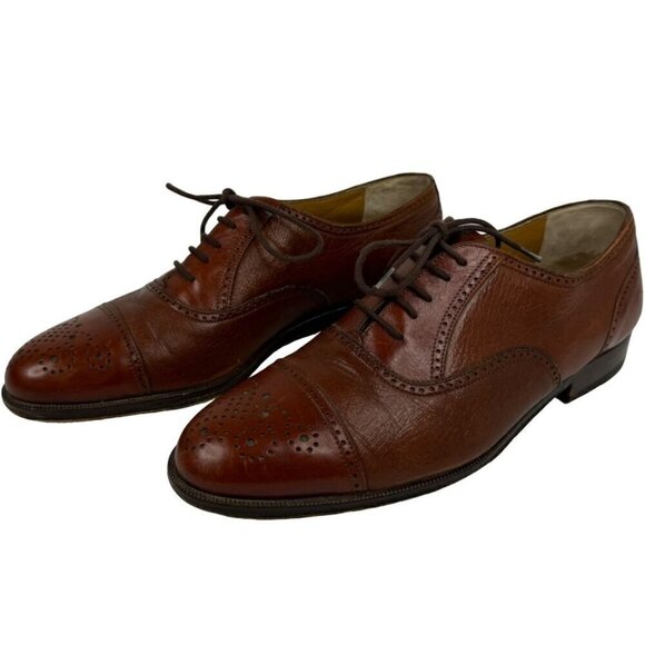 Caporicci Men\'s Size 8.5 Brown Leather Oxford Dress Shoes Made in Italy Designer